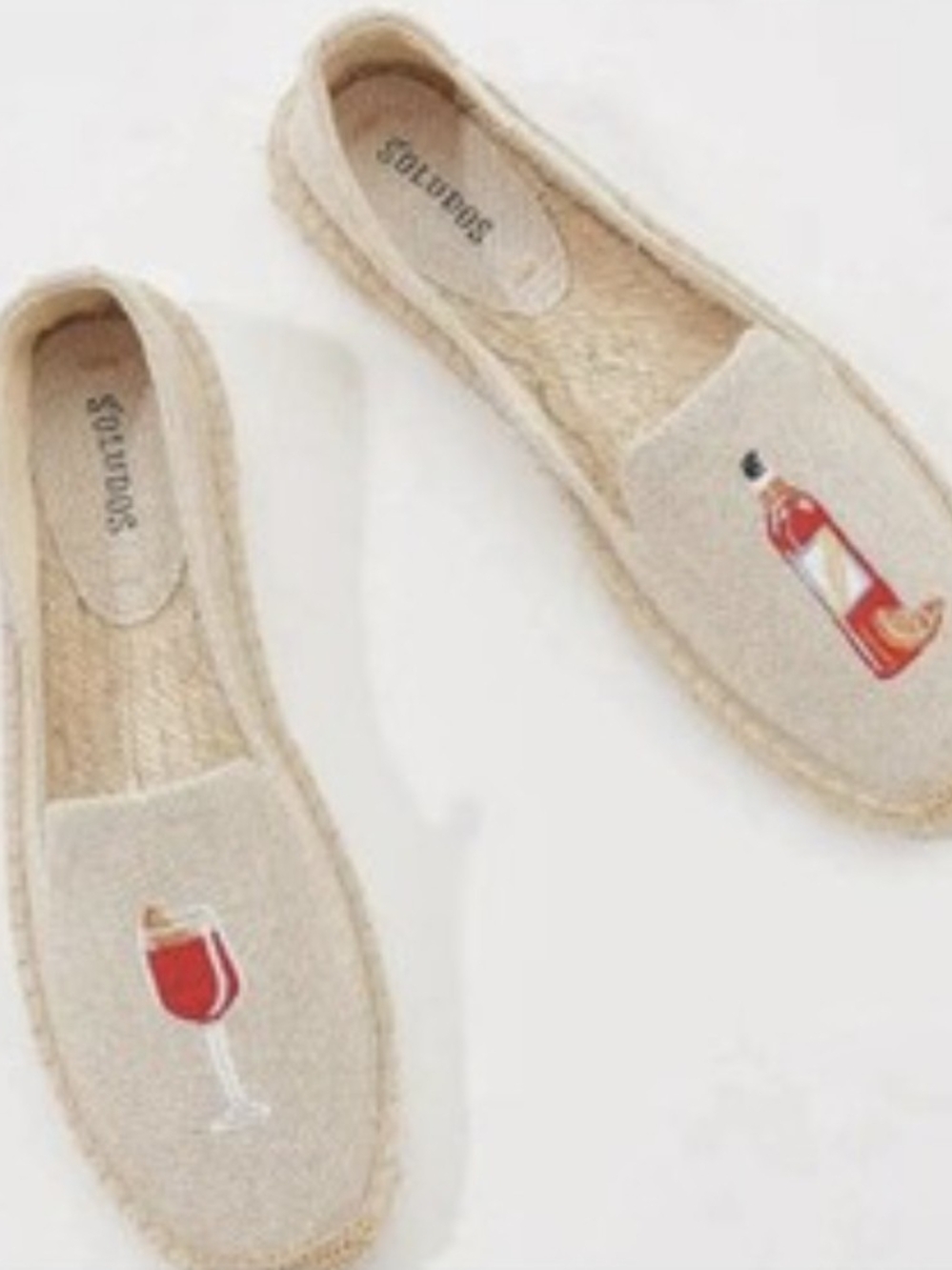 Soludos Women's Natural Espadrille Slip-Ons with Red Wine Embroidery